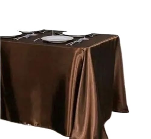 BINFC Tischdecke 10 Stück rechteckige Satin-Tischdecke for Party, Heimdekoration, Bankett, Hochzeit, Tischdecke Tischwäsche(Dark Brown,145x180cm) von BINFC