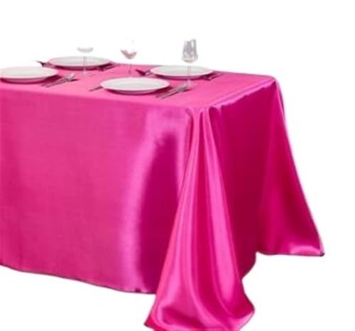 BINFC Tischdecke 10 Stück rechteckige Satin-Tischdecke for Party, Heimdekoration, Bankett, Hochzeit, Tischdecke Tischwäsche(Dark pink,145x160cm) von BINFC