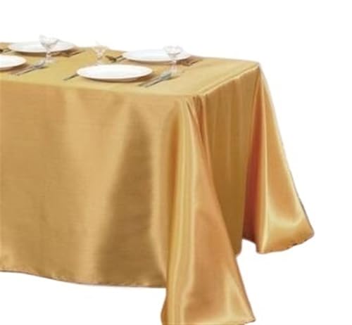 BINFC Tischdecke 10 Stück rechteckige Satin-Tischdecke for Party, Heimdekoration, Bankett, Hochzeit, Tischdecke Tischwäsche(Gold,145x160cm) von BINFC