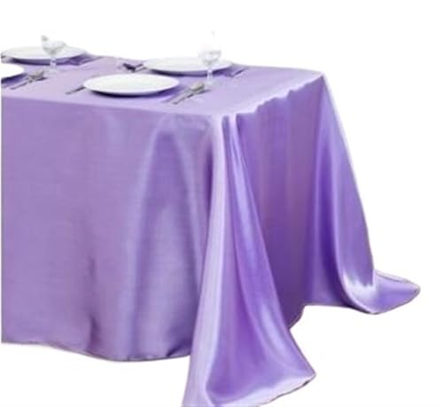 BINFC Tischdecke 10 Stück rechteckige Satin-Tischdecke for Party, Heimdekoration, Bankett, Hochzeit, Tischdecke Tischwäsche(Light Purple,145x160cm) von BINFC