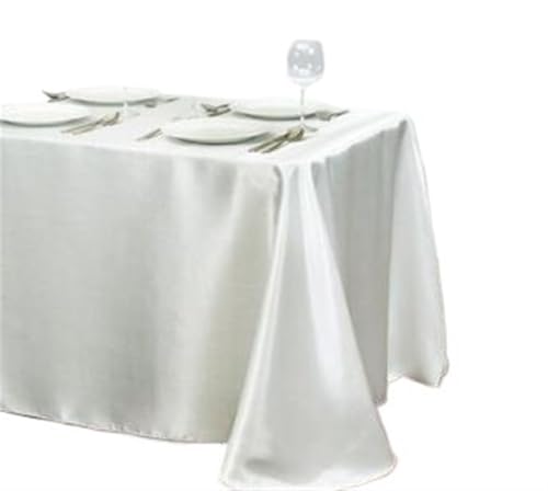 BINFC Tischdecke 10 Stück rechteckige Satin-Tischdecke for Party, Heimdekoration, Bankett, Hochzeit, Tischdecke Tischwäsche(Milk White,145x160cm) von BINFC