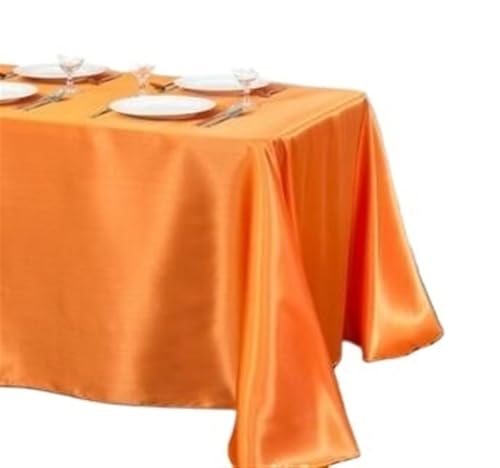 BINFC Tischdecke 10 Stück rechteckige Satin-Tischdecke for Party, Heimdekoration, Bankett, Hochzeit, Tischdecke Tischwäsche(Orange,145x240cm) von BINFC