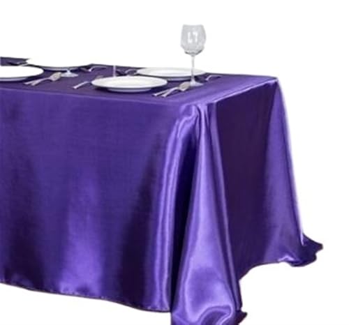 BINFC Tischdecke 10 Stück rechteckige Satin-Tischdecke for Party, Heimdekoration, Bankett, Hochzeit, Tischdecke Tischwäsche(Purple,145x160cm) von BINFC