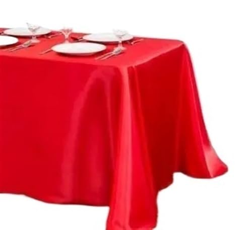 BINFC Tischdecke 10 Stück rechteckige Satin-Tischdecke for Party, Heimdekoration, Bankett, Hochzeit, Tischdecke Tischwäsche(Red,145x200cm) von BINFC