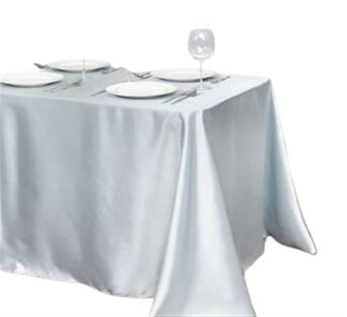 BINFC Tischdecke 10 Stück rechteckige Satin-Tischdecke for Party, Heimdekoration, Bankett, Hochzeit, Tischdecke Tischwäsche(Silver,145x160cm) von BINFC