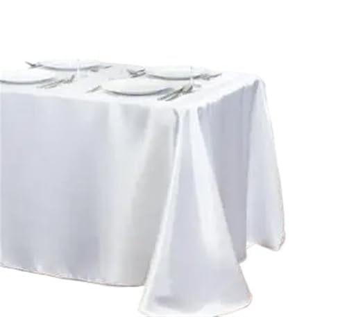 BINFC Tischdecke 10 Stück rechteckige Satin-Tischdecke for Party, Heimdekoration, Bankett, Hochzeit, Tischdecke Tischwäsche(White,145x160cm) von BINFC