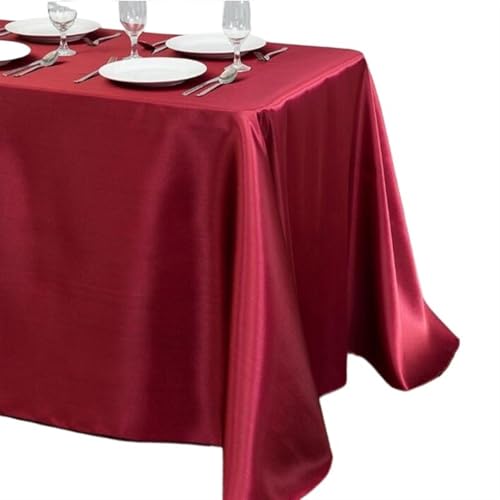 BINFC Tischdecke 10 Stück rechteckige Satin-Tischdecke for Party, Heimdekoration, Bankett, Hochzeit, Tischdecke Tischwäsche(Wine red,145x180cm) von BINFC