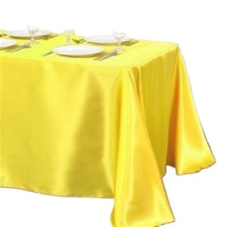 BINFC Tischdecke 10 Stück rechteckige Satin-Tischdecke for Party, Heimdekoration, Bankett, Hochzeit, Tischdecke Tischwäsche(Yellow,145x220cm) von BINFC