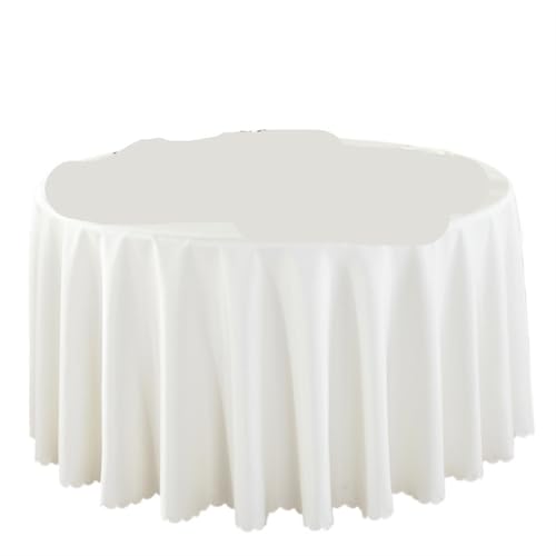 BINFC Tischdecke 2 stücke Hochzeit Dekorative Tischdecke Runde Tischdecken Esstisch Abdeckung Geburtstag Bankett Dekor Hause Esstisch Abdeckung Tischwäsche(Beige White,320cm Round) von BINFC