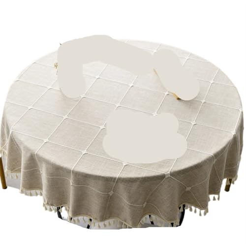 BINFC Tischdecke 2 stücke Plaid Baumwolle Leinen Runde Tischdecke Hochzeit Hotel Bankett Tuch Tisch Abdeckung Innen Esszimmer Küche Outdoor Dekoration Tischwäsche(Round 120cn) von BINFC