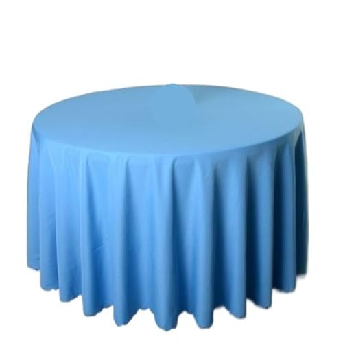 BINFC Tischdecke 2PCS Polyester Runde Weiße Tischdecke for Hochzeit Hotel Tischdecke Tisch Abdeckung Overlay Tapetes Tischdecke Tischwäsche(Light Blue,260CM) von BINFC