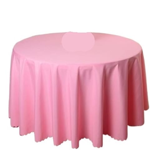 BINFC Tischdecke 2PCS Polyester Runde Weiße Tischdecke for Hochzeit Hotel Tischdecke Tisch Abdeckung Overlay Tapetes Tischdecke Tischwäsche(Pink,280CM) von BINFC