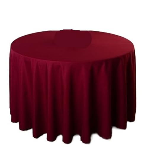 BINFC Tischdecke 2PCS Polyester Runde Weiße Tischdecke for Hochzeit Hotel Tischdecke Tisch Abdeckung Overlay Tapetes Tischdecke Tischwäsche(Wine red,240CM) von BINFC