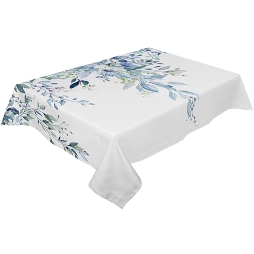 BINFC Tischdecke Aquarell-grüne Blätter, wasserdichte Tischdecke, Hochzeit, Party, rechteckige Tischdecke, Urlaubsdekoration, Tischdecke Tischwäsche(Blue,137x274cm Tablecloth) von BINFC