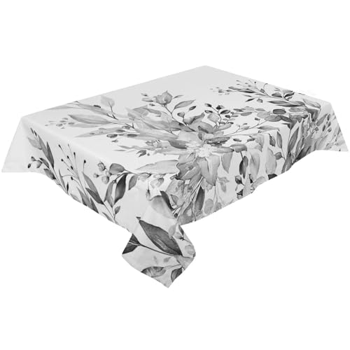 BINFC Tischdecke Aquarell-grüne Blätter, wasserdichte Tischdecke, Hochzeit, Party, rechteckige Tischdecke, Urlaubsdekoration, Tischdecke Tischwäsche(Dark Grey,153x214cm Tablecloth) von BINFC