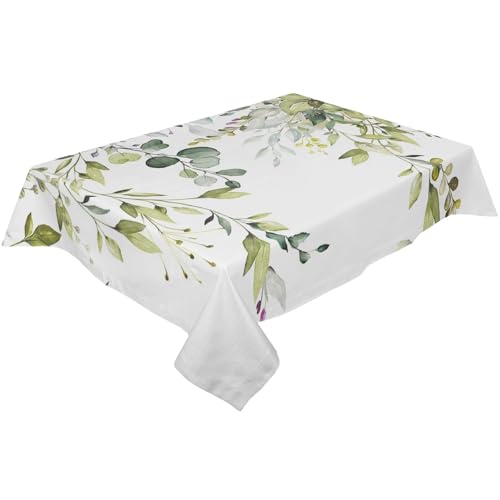 BINFC Tischdecke Aquarell-grüne Blätter, wasserdichte Tischdecke, Hochzeit, Party, rechteckige Tischdecke, Urlaubsdekoration, Tischdecke Tischwäsche(Green 2,137x137cm Tablecloth) von BINFC