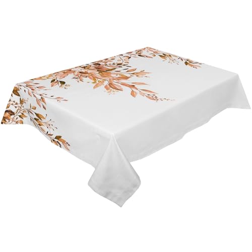 BINFC Tischdecke Aquarell-grüne Blätter, wasserdichte Tischdecke, Hochzeit, Party, rechteckige Tischdecke, Urlaubsdekoration, Tischdecke Tischwäsche(Orange,137x137cm Tablecloth) von BINFC