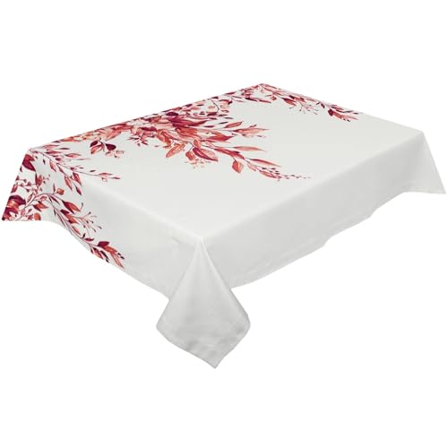 BINFC Tischdecke Aquarell-grüne Blätter, wasserdichte Tischdecke, Hochzeit, Party, rechteckige Tischdecke, Urlaubsdekoration, Tischdecke Tischwäsche(Red,133x178cm Tablecloth) von BINFC