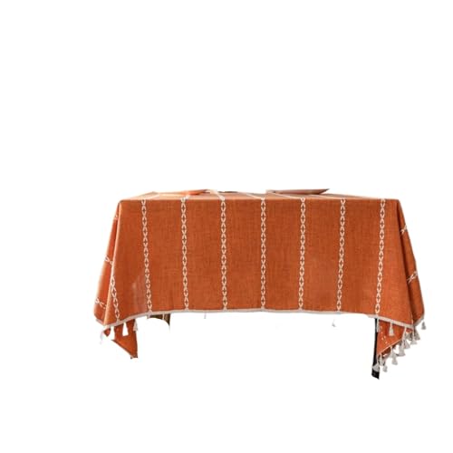 BINFC Tischdecke Kürbisfarbene Tischdecke, orange ausgehöhltes Baumwollleinen, rechteckige Tischdecke, Halloween-Festival-Party, Heimdekoration Tischwäsche(Orange,140x260cm) von BINFC