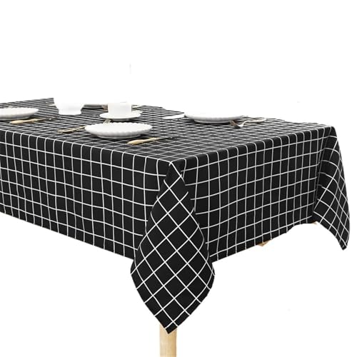 BINFC Tischdecke Rechteckige wasserdichte Tischdecke, wasserdichte Tischdecke, abwaschbare Tischdecke for Esszimmer, Küche, Outdoor Tischwäsche(Black,(152x213cm) Rectangle) von BINFC