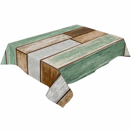 BINFC Tischdecke Retro Holzbrett Textur Tischdecke Urlaub Esstisch Dekor Tischdecke Rechteckige Hochzeitsdekoration Tischdecke Tischwäsche(138x138cm) von BINFC