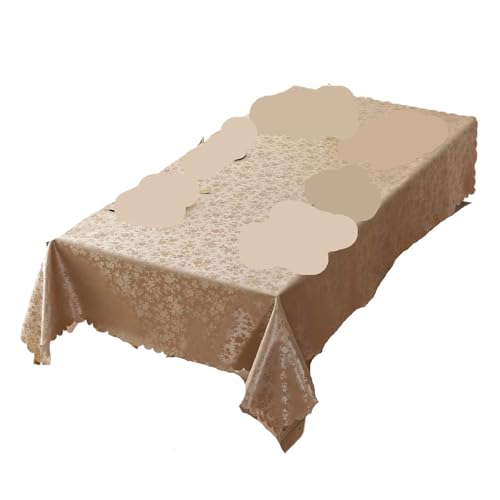 BINFC Tischdecke wasserdichte Tischdecke, rechteckige Tischdecke, runde Tischdecke, rutschfeste Tischdecke for Hochzeitsdekoration, Esstisch Tischwäsche(Brown,(152x259cm) Rectangle) von BINFC