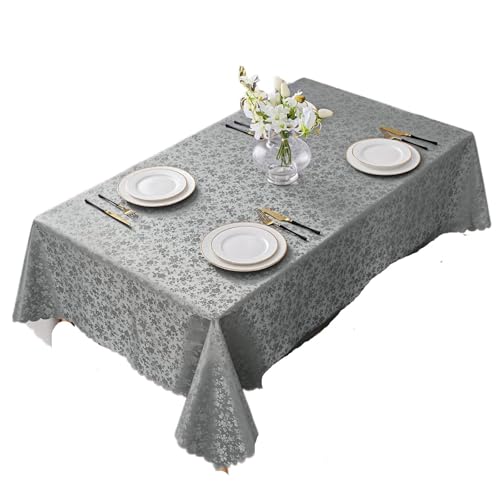 BINFC Tischdecke wasserdichte Tischdecke, rechteckige Tischdecke, runde Tischdecke, rutschfeste Tischdecke for Hochzeitsdekoration, Esstisch Tischwäsche(Gray,(132x177cm) Rectangle) von BINFC