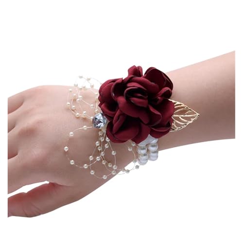 Corsage-Armband 1PC Künstliche Handgelenk Blume Corsage Brautjungfer Armband Schwestern Hand Blumen Prom Hochzeit Zubehör for Gäste Braut(4-Wrist Flower) von BINFC