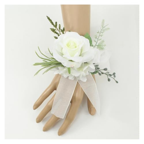 Corsage-Armband Handgelenk Corsage Brautjungfer Schwestern handgemachte Blume künstliche Seide Rose Armband Blumen for Hochzeit Tanz Party Dekor(Bracelets-A) von BINFC