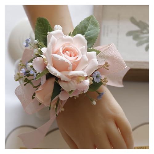 Corsage-Armband Handgelenk Corsage Brautjungfer Schwestern handgemachte Blume künstliche Seide Rose Armband Blumen for Hochzeit Tanz Party Dekor(Bracelets-C) von BINFC