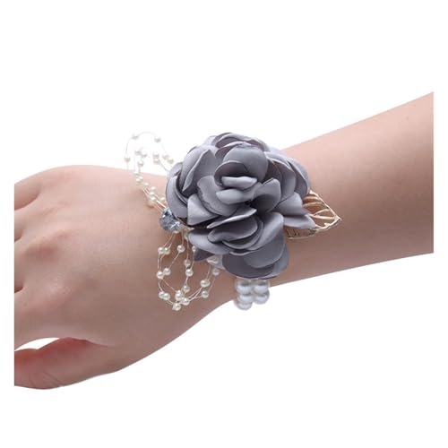 Corsage-Armband Hochzeit Braut Handgelenk Corsage Fleck Seide Rose Perle Künstliche Hand Blume Brautjungfer Mädchen Armband Handgelenk Blume Prom Zubehör(05) von BINFC