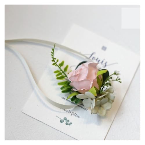 Corsage-Armband Mädchen Brautjungfer Handgelenk Corsage Künstliche Rose Band Armband Stoff Hand Blumen Hochzeit Prom Party Versorgung Zubehör(Pink) von BINFC