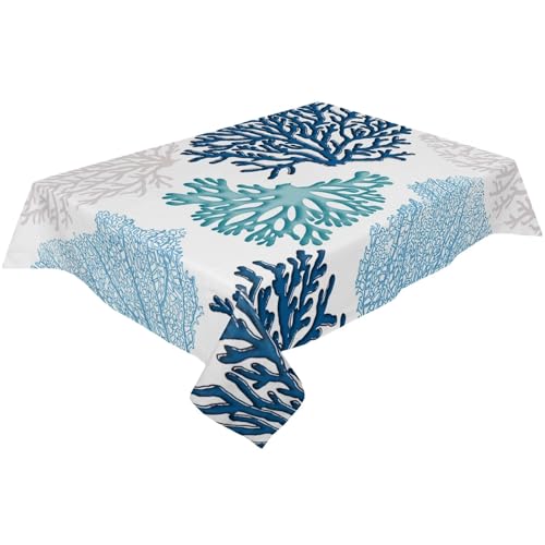 Tischdecke Blaue wasserfeste Tischdecke for Hochzeit, Party, rechteckige Tischdecke, Urlaubsdekoration, Tischdecke Tischwäsche(137x137cm Tablecloth) von BINFC