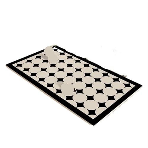 Tischdecke Minimalistische beige karierte Esstischmatte, Küchentisch-Dekorationsmatten, wasserdicht, ölbeständig, Tisch-Volldeckmatte, künstlerische PVC-Unterlage Tischwäsche(Black white F,80x120cm) von BINFC