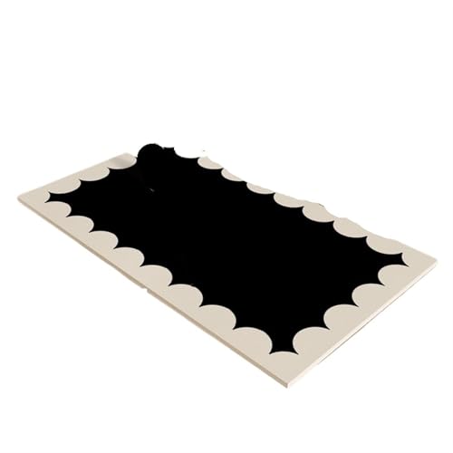 Tischdecke Minimalistische beige karierte Esstischmatte, Küchentisch-Dekorationsmatten, wasserdicht, ölbeständig, Tisch-Volldeckmatte, künstlerische PVC-Unterlage Tischwäsche(Black white D,40x120cm) von BINFC