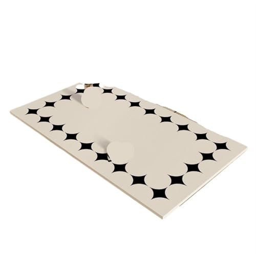 Tischdecke Minimalistische beige karierte Esstischmatte, Küchentisch-Dekorationsmatten, wasserdicht, ölbeständig, Tisch-Volldeckmatte, künstlerische PVC-Unterlage Tischwäsche(Black white C,50x120cm) von BINFC