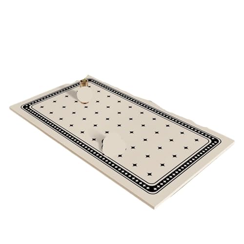 Tischdecke Minimalistische beige karierte Esstischmatte, Küchentisch-Dekorationsmatten, wasserdicht, ölbeständig, Tisch-Volldeckmatte, künstlerische PVC-Unterlage Tischwäsche(Black white B,40x120cm) von BINFC