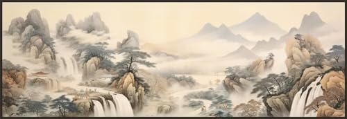 BINGDOU Chinesische Landschaft 5D Diamond Painting Set Erwachsene, Daiments Painting Erwachsene, Stitch Diamond Painting Erwachsene Groß, Vollbohrer Diamant füR Home Wanddekoration 40x80cm von BINGDOU