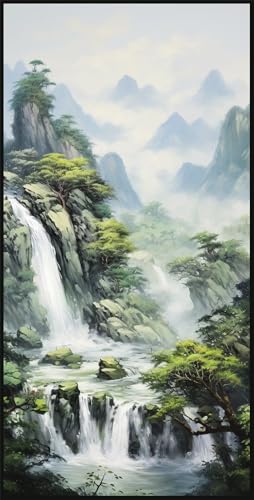 BINGDOU Wasserfall Natürlich 5D Diamond Painting Set Erwachsene, Daiments Painting Erwachsene, Stitch Diamond Painting Erwachsene Groß, Vollbohrer Diamant füR Home Wanddekoration 40x80cm von BINGDOU