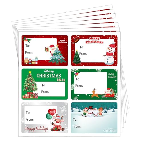 20 Blatt Tagged Sticker zu und von Weihnachten Namensetiketten Selbstklebend Weihnachtsetiketten Aufkleber von BINGGA