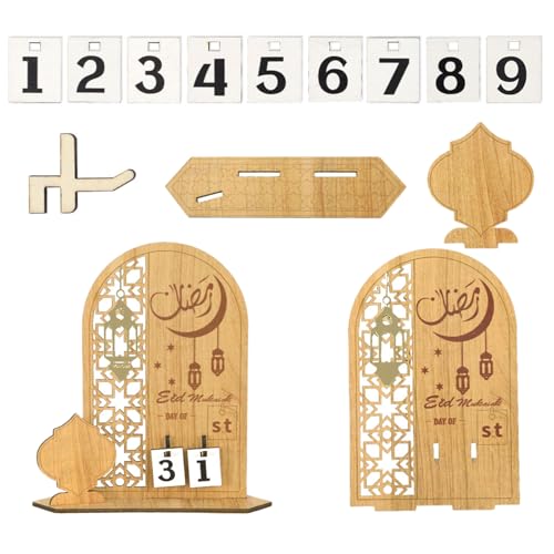 Festival Deko Festival Kalender Holz Eid Mubaraks Adventskalender Festival Deko mit 31 Tagen Countdown von BINGGA