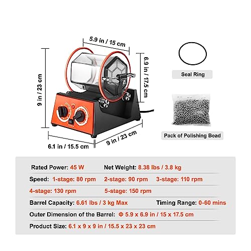 3 kg 5 kg Rotary Tumbler Oberflächenpolierer Schmuck Trommel Poliermaschine Edelstein DIY Mini-Tumbler Finishing-Tools Schleifwerkzeuge, Schmuckherstellungswerkzeug(3Kg Capacity) von BINGNU