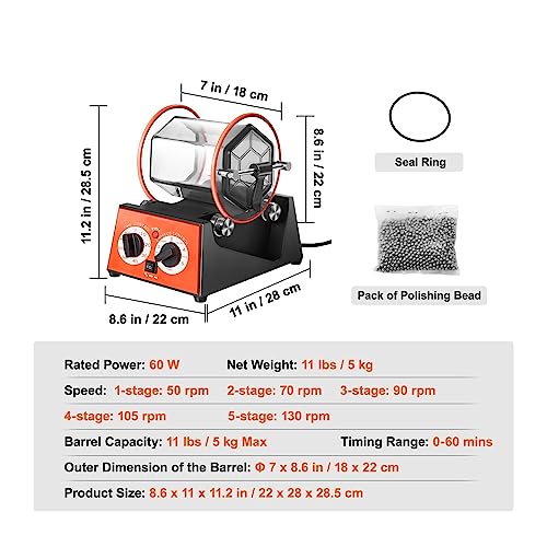 BINGNU 3 kg 5 kg Rotary Tumbler Oberflächenpolierer Schmuck Trommel Poliermaschine Edelstein DIY Mini-Tumbler Finishing-Tools Schleifwerkzeuge, Schmuckherstellungswerkzeug(5Kg Capacity) von BINGNU