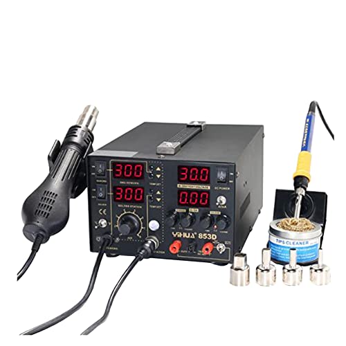 BINGNU Lötstation, YH-853D 5A Multifunktions SMD/SMT 3 IN 1 Lötstation + Heißluftpistole und DC Energieversorgung Für Rework und Entlöten BINGNU Lötstation, YH-853D 5A Multifunktions SMD/SMT 3 IN 1 Lötstation + Heißluftpistole und DC Energieversorgung Für Rework und Entlöten von BINGNU