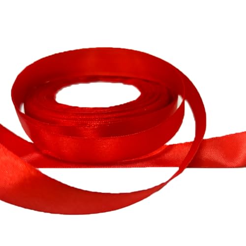 Satinband Geschenkband, 22m x 20mm x 4 Dekoration Präsent Geschenkband breit Schleifenband, Stoffband,gurtband für Halloween Weihnachten Hochzeit Taufe Geburtstag DIY (Rot) von BINJCE