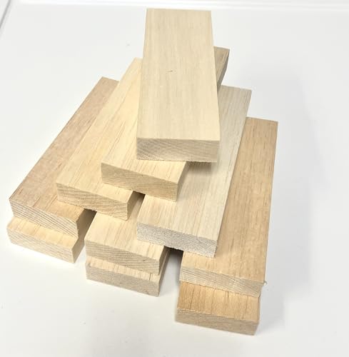 Holzblöcke zum Basteln, unlackierte Holzbretter, Rechtecke zum Basteln, Schnitzen und Heimwerken Hobby (14 x 5 x 1,9 cm), 10 Stück von BINOS