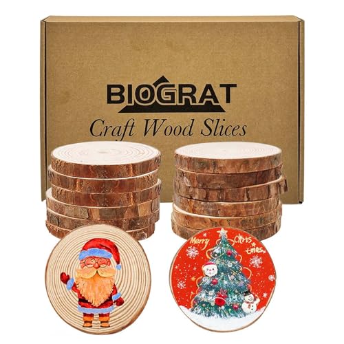 BIOGRAT Holzscheiben 10-11 cm 12 St. zum Basteln, ca. 1 cm dick, für Weihnachtsdeko, Kunst, Handwerk, DIY von BIOGRAT