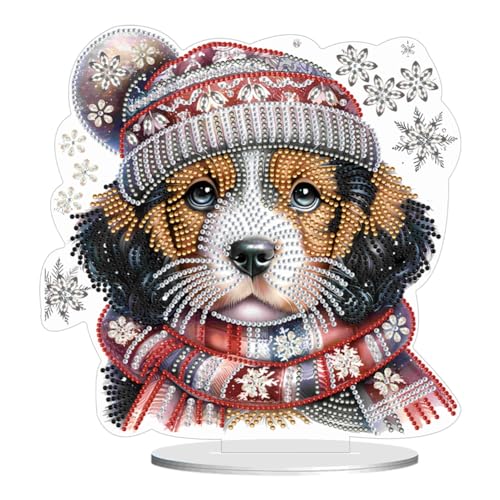 BIOSA 5D DIY Diamond Painting Hund Desktop Set Deko, Schäferhund Ornament Set, 5D DIY Diamond Teddy Schmetterling Desktop-Dekoration Geschenke Deko von BIOSA