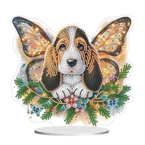 BIOSA 5D DIY Diamond Painting Hund Desktop Set Deko, Schäferhund Ornament Set, 5D DIY Diamond Teddy Schmetterling Desktop-Dekoration Geschenke Deko von BIOSA