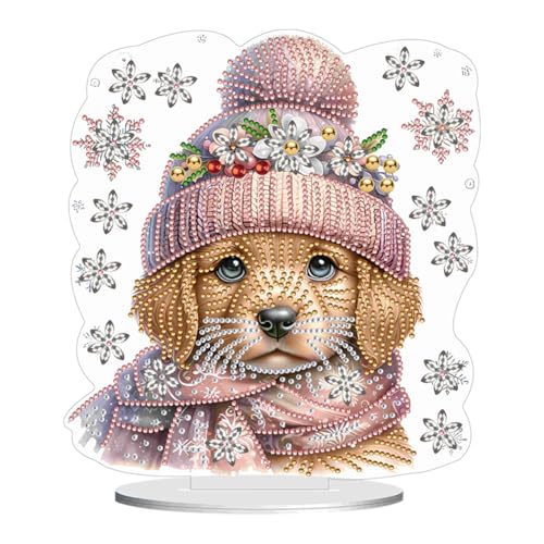 BIOSA 5D DIY Diamond Painting Hund Desktop Set Deko, Schäferhund Ornament Set, 5D DIY Diamond Teddy Schmetterling Desktop-Dekoration Geschenke Deko von BIOSA